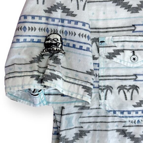 FREE PLANET SouthWestern Button Up Shirt Aztec Hippie Y2K Skate Beach Kidcore - Picture 4 of 10